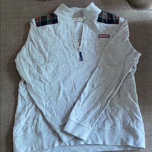 Vineyard Vines plaid and grey quarter zip